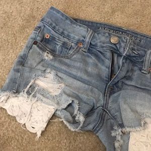 Destroyed jean shorts